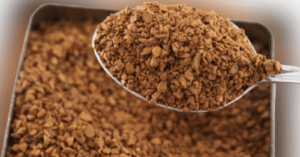 Freeze dried coffee made by freezing, vacuum drying, and heating